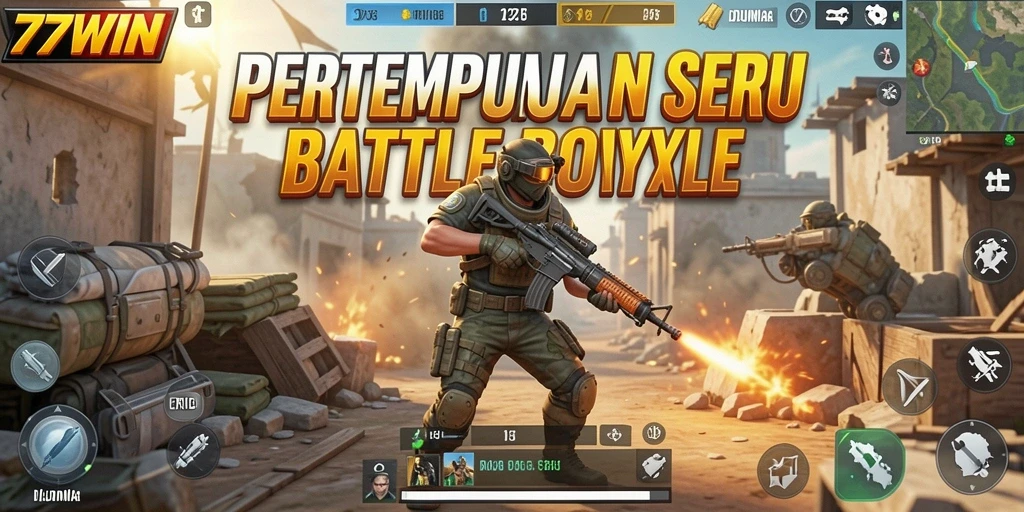 Screenshot menunjukkan aksi seru gameplay Battle Royale di 77WIN.