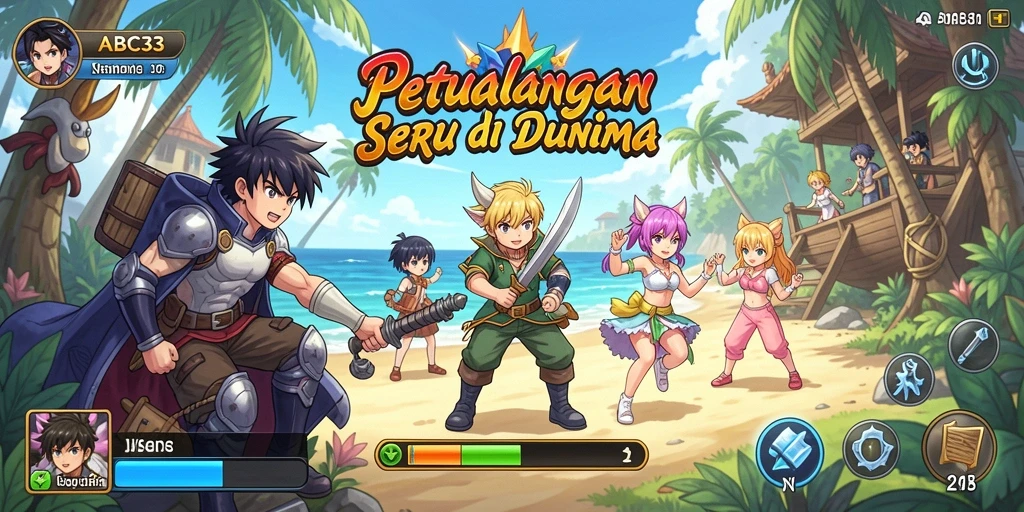 Tampilan gameplay seru dan karakter anime menarik.