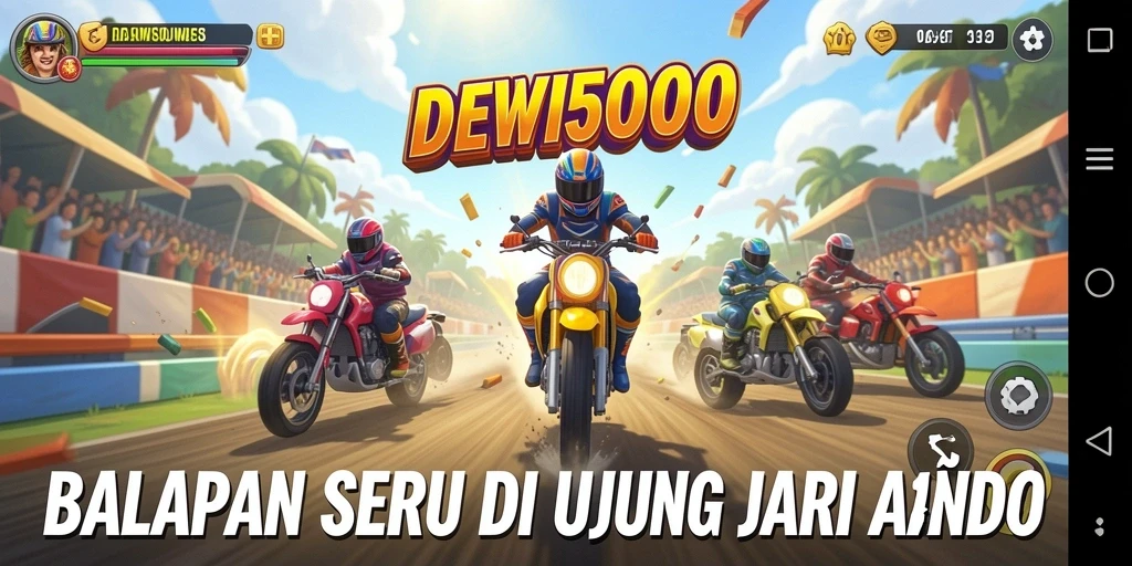 Tampilan menarik dari gameplay balapan DEWI5000 yang seru.