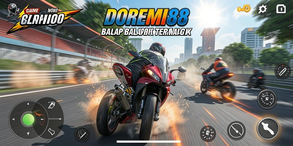 Screenshot gameplay DOREMI88 dengan balapan motor yang seru.