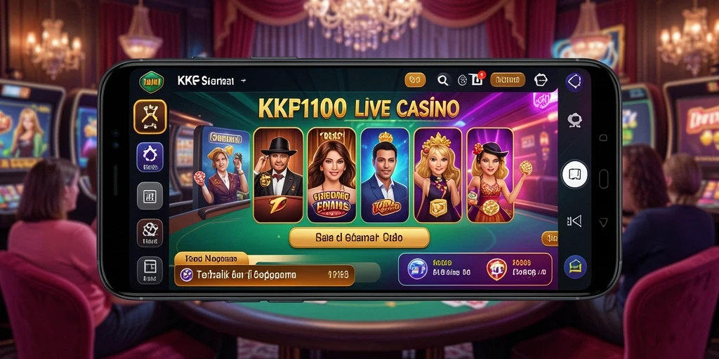 Screenshot gameplay KPK100 yang menampilkan dealer dan pemain dalam suasana Live Casino.
