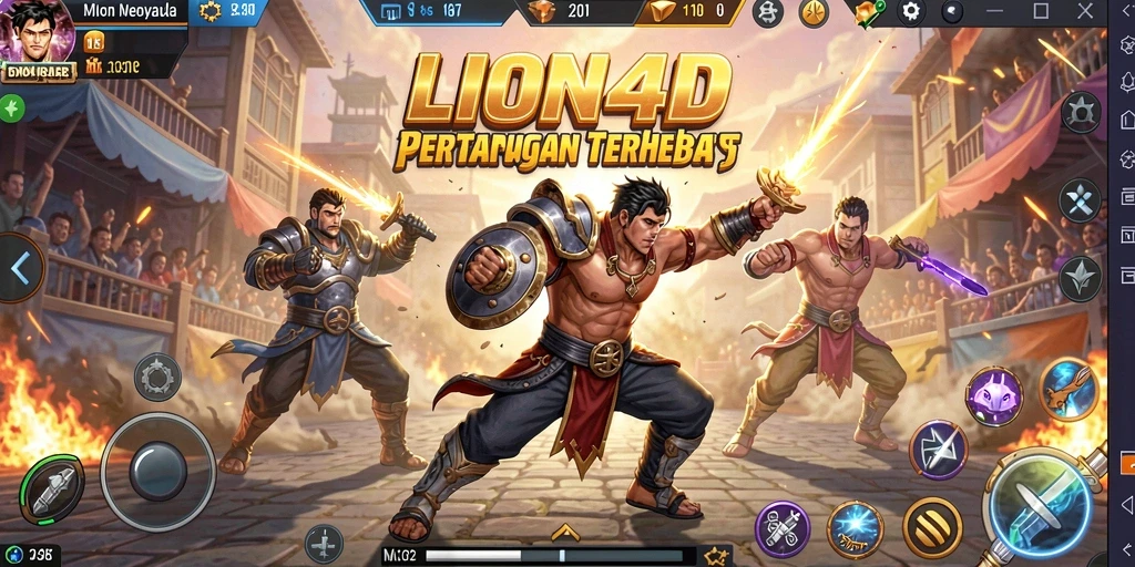 Screenshot gameplay LION4D yang menampilkan aksi pertarungan Battle Royale.