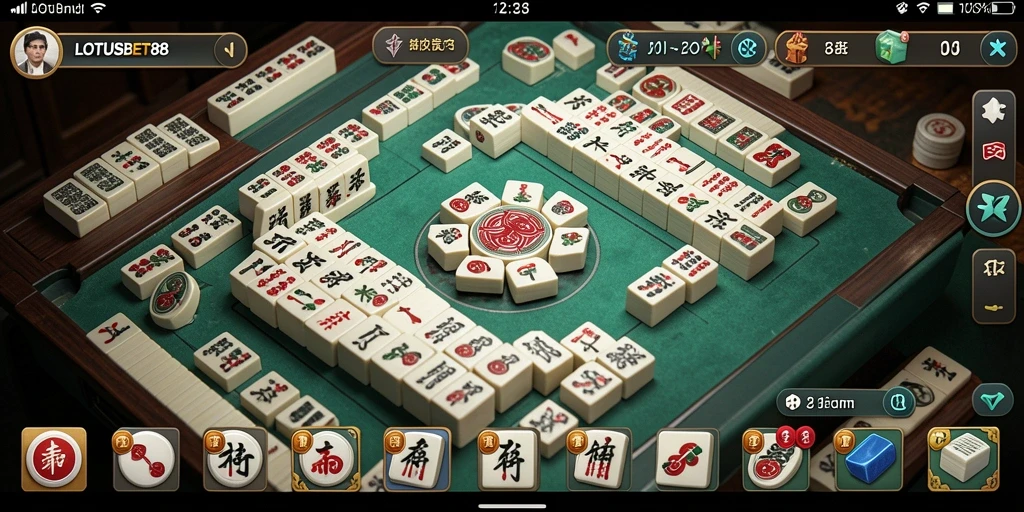 Screenshot utama LOTUSBET88 menampilkan gameplay Mahjong yang menarik.