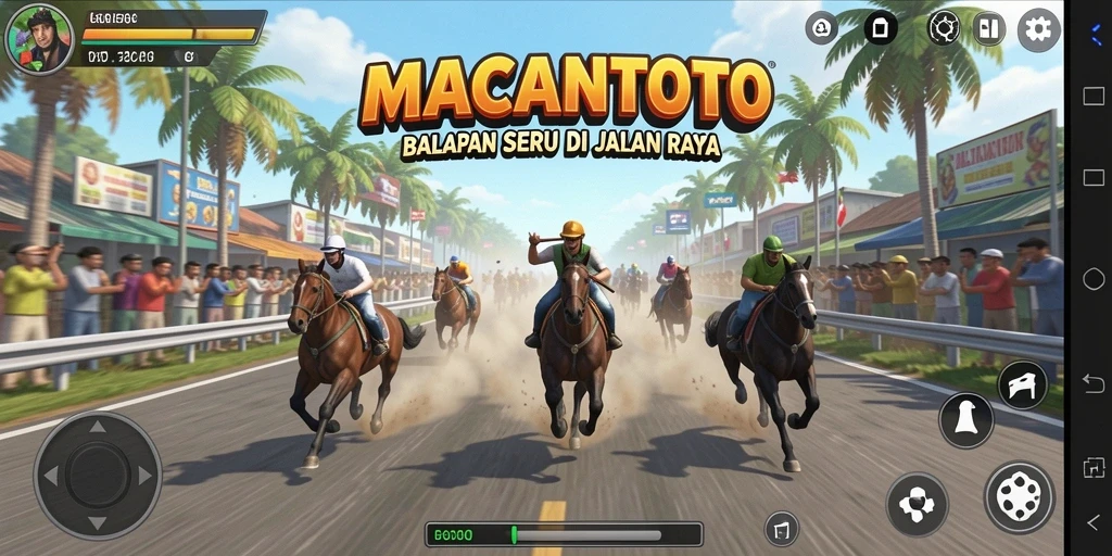 Screenshot gameplay <strong>MACANTOTO</strong> menampilkan balapan seru di jalan raya.