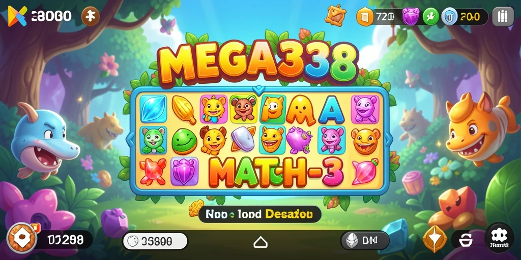 Tampilan gameplay MEGA338 yang colorful dan menarik.