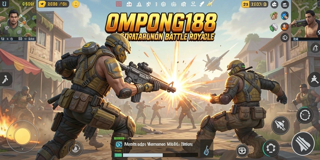 Tangkapan layar menampilkan aksi mendebarkan di OMPONG188 Battle Royale.