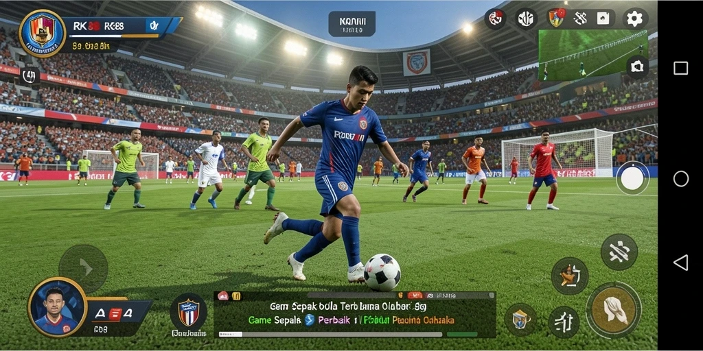Gameplay RK88 menampilkan aksi sepak bola yang realistis dan menegangkan.