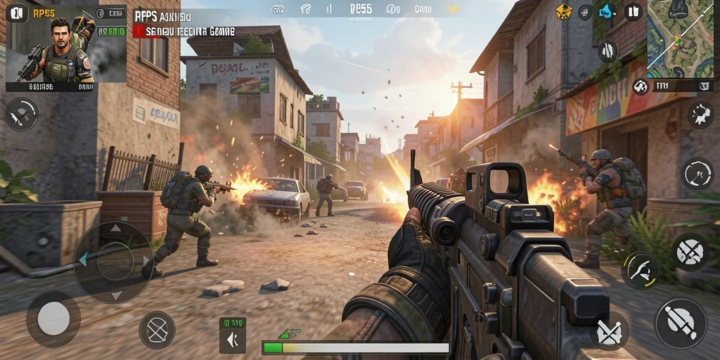 Screenshot gameplay RP55 menampilkan aksi seru di medan tempur.