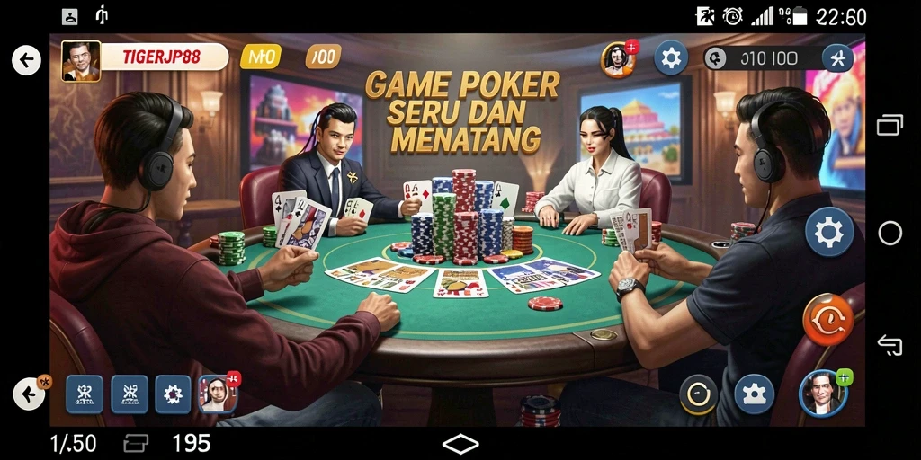 Screenshot gameplay TIGERJP88 menampilkan pengalaman poker yang mendebarkan.